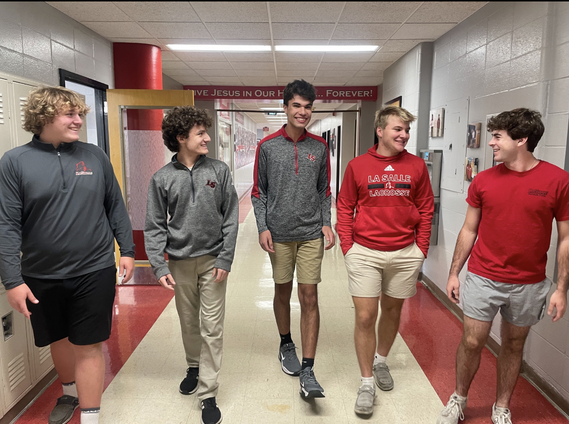 students walking in hallway